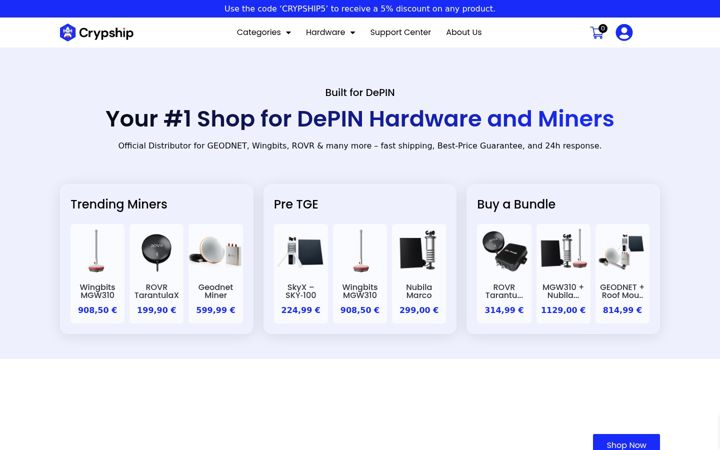 Skärmbild av crypship.io
