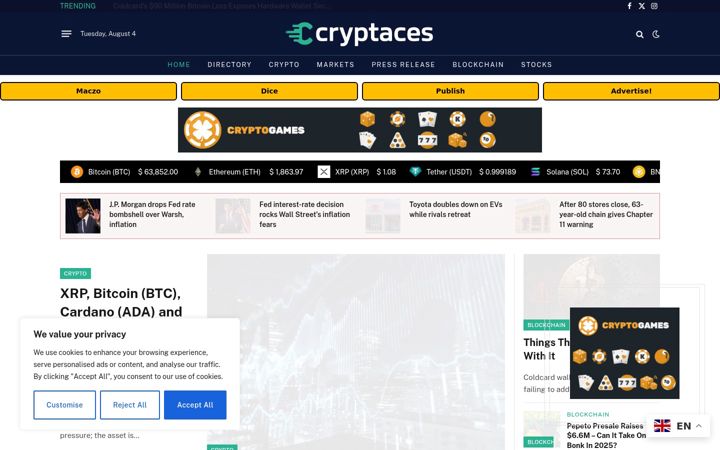 Screenshot of cryptaces.com