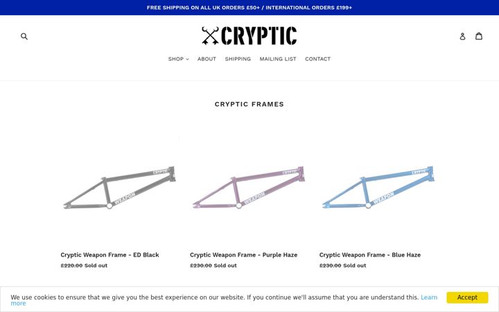 Screenshot of crypticbmx.com