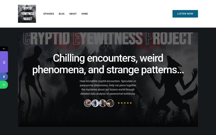 Screenshot of cryptideyewitnessproject.com