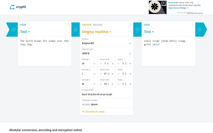 Screenshot of cryptii.com