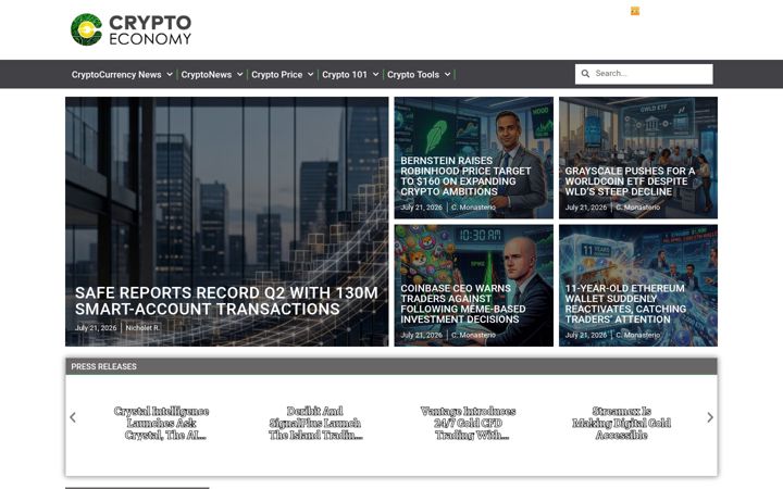 Captură de ecran a crypto-economy.com