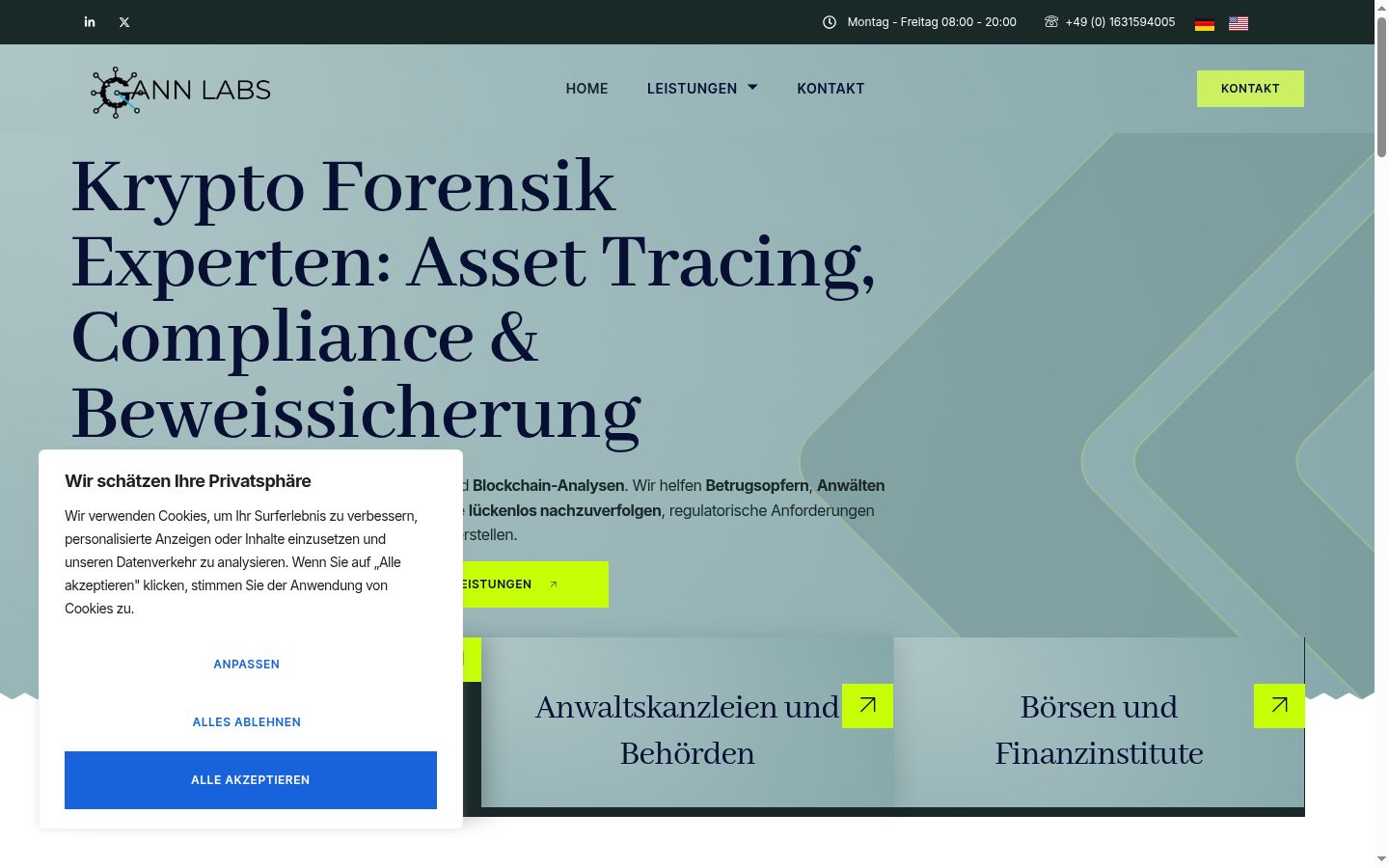 Screenshot del banner di consenso mostrato prima di qualsiasi interazione