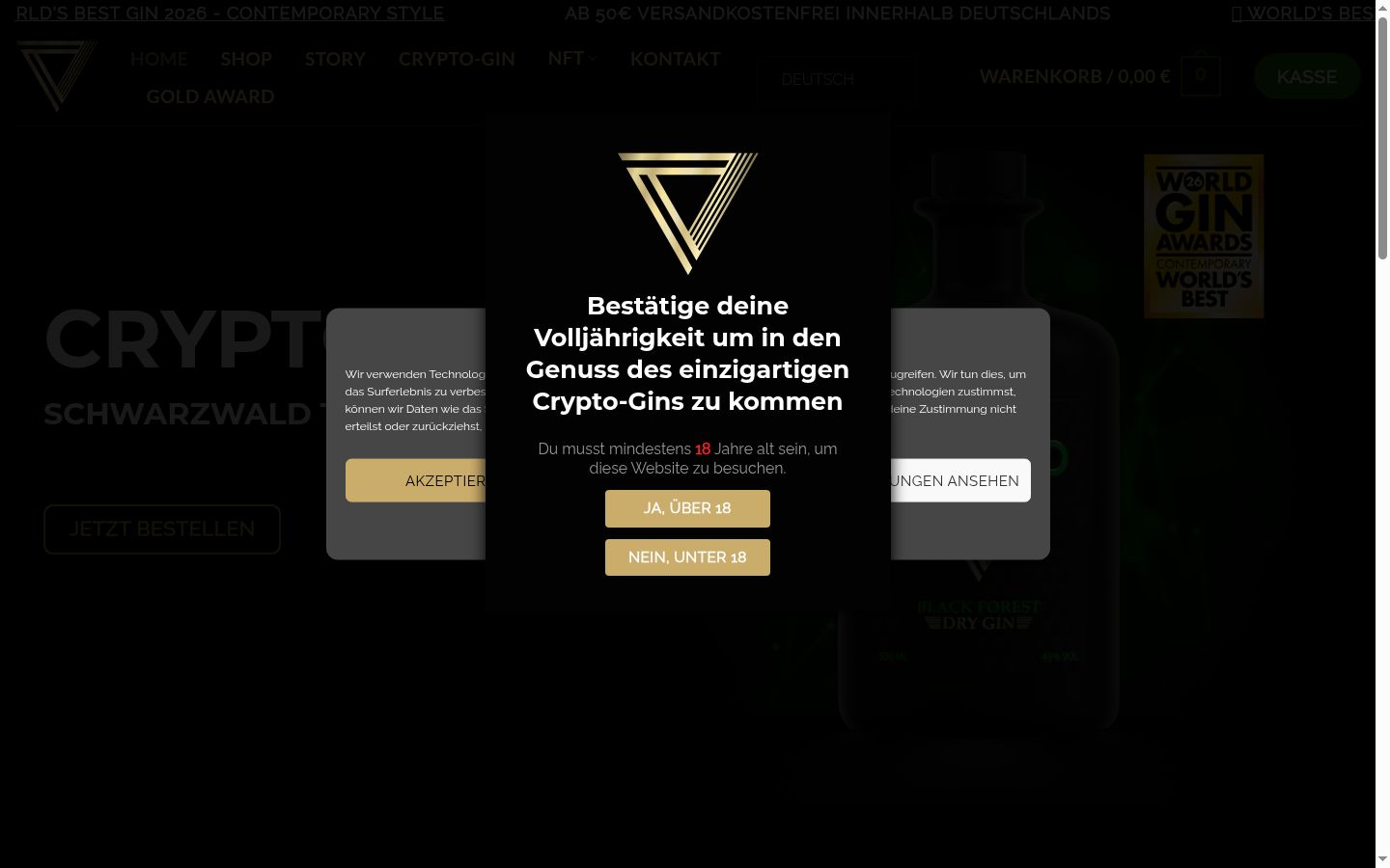 Screenshot del banner di consenso mostrato prima di qualsiasi interazione