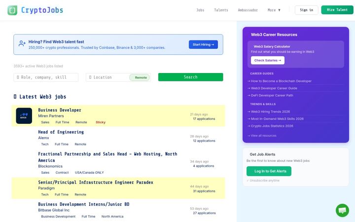 Screenshot of crypto.jobs