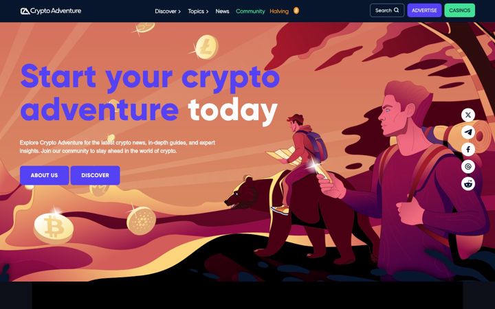 Posnetek zaslona cryptoadventure.com