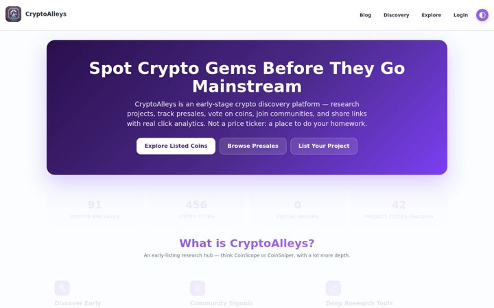 Screenshot of cryptoalleys.com