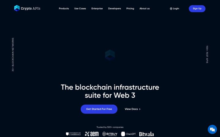 Skärmbild av cryptoapis.io