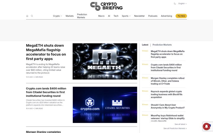 Snímek obrazovky cryptobriefing.com