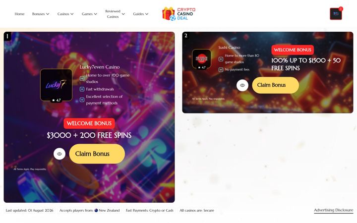Screenshot of cryptocasinodeal.com