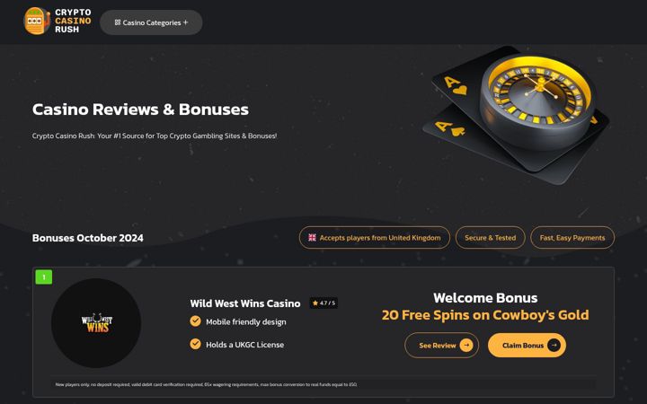 Screenshot of cryptocasinorush.com