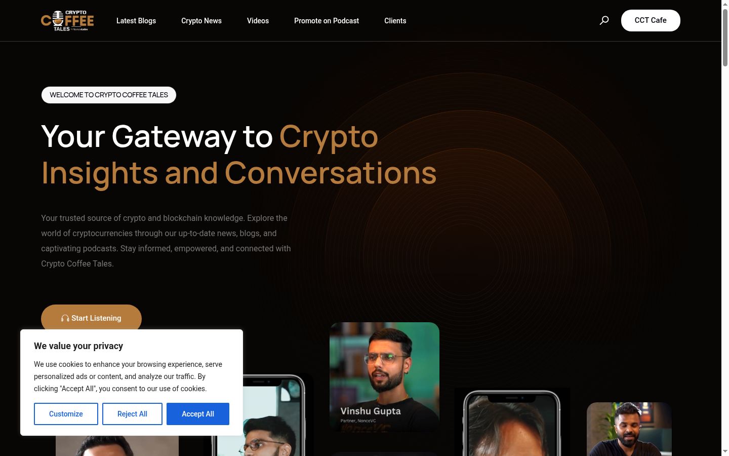 Screenshot of the consent banner shown before any interaction