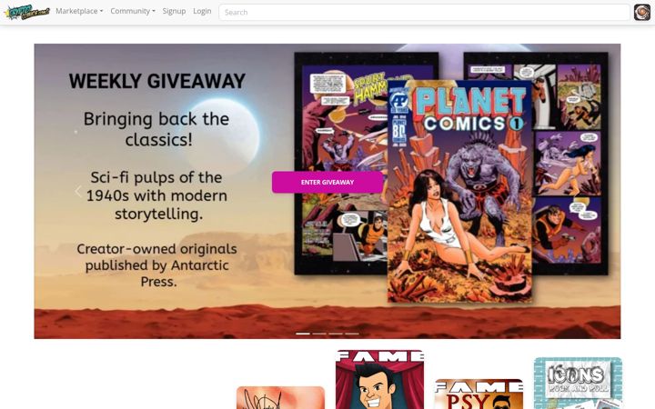 Screenshot of cryptocomics.com