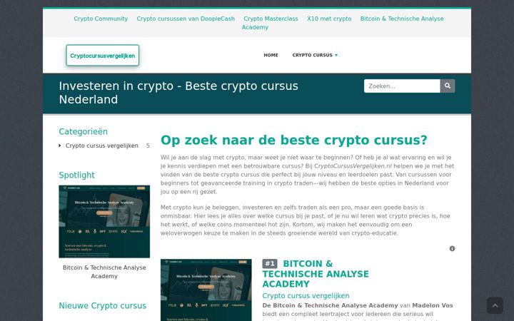 Screenshot of cryptocursusvergelijken.nl