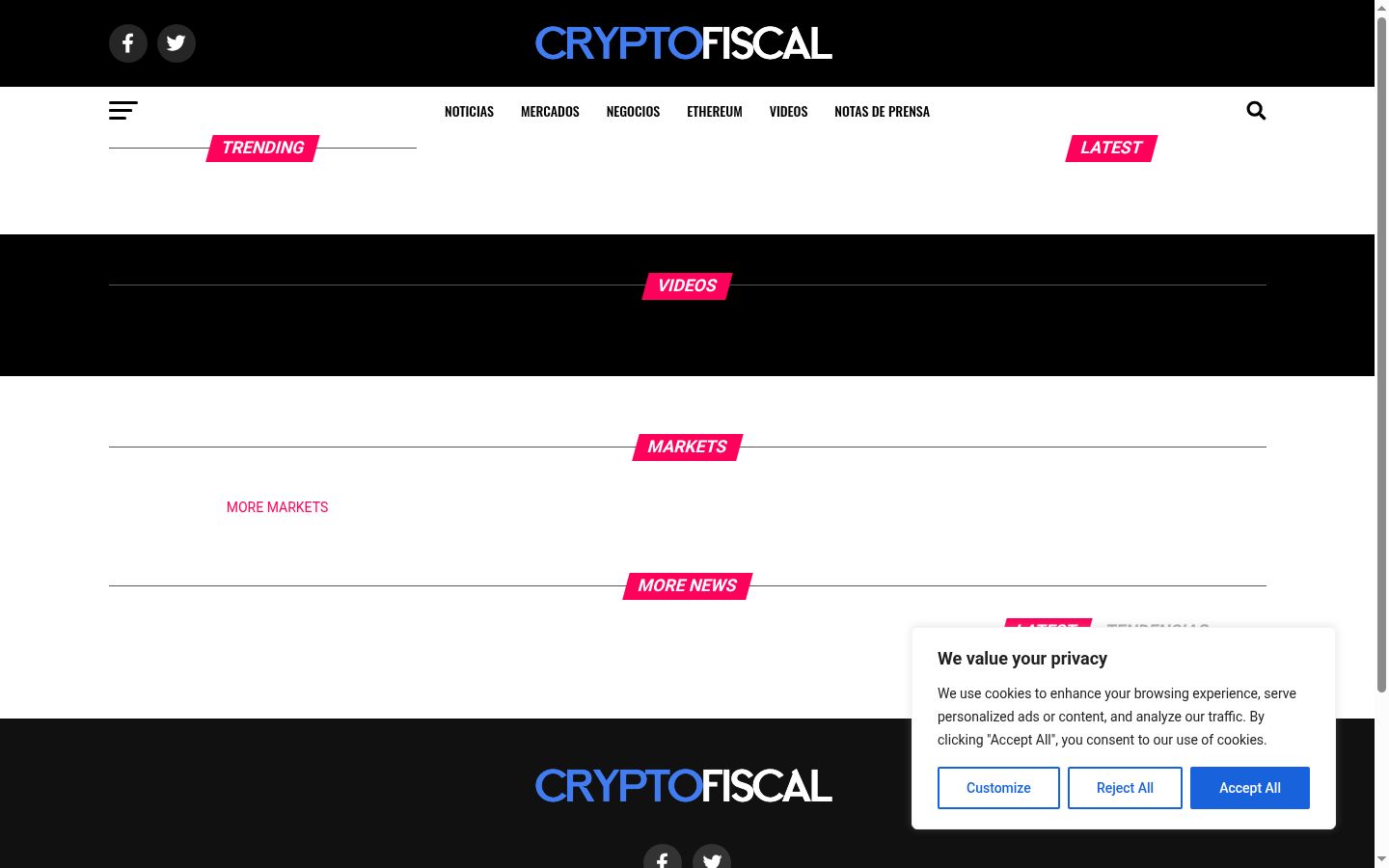 Screenshot of the consent banner shown before any interaction
