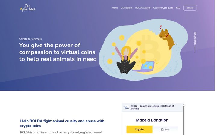 Screenshot of cryptoforanimals.org