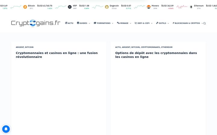 Screenshot of cryptogains.fr
