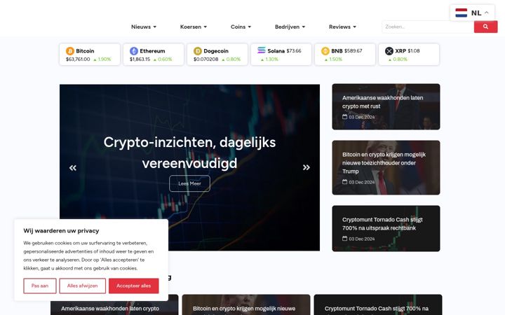 Screenshot of cryptokenners.nl