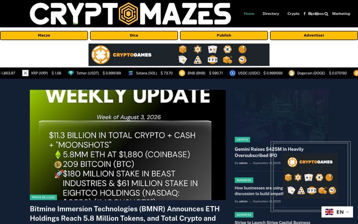 Screenshot of cryptomazes.com