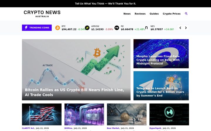 Screenshot of cryptonews.com.au