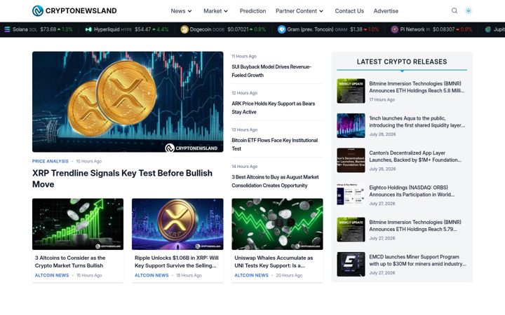Screenshot of cryptonewsland.com