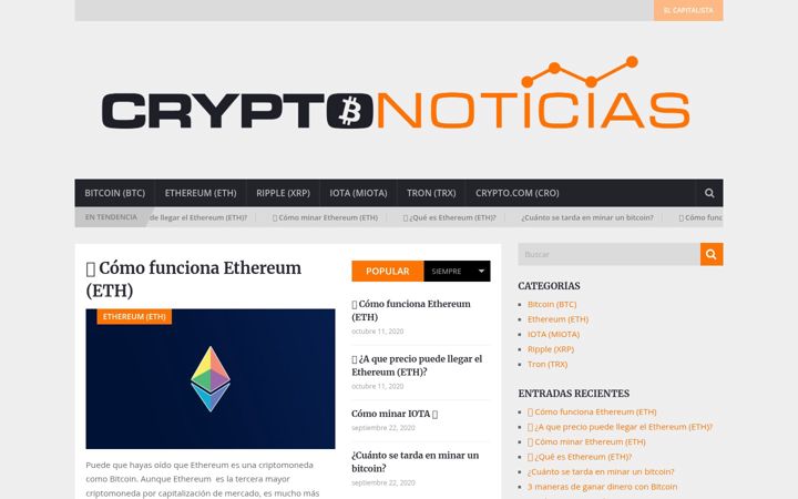 Screenshot of cryptonoticias.es