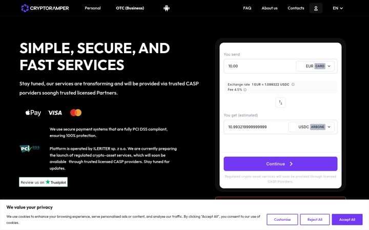 Екранна снимка на cryptoramper.io