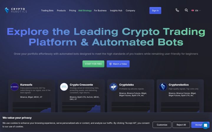 Screenshot of cryptorobotics.ai