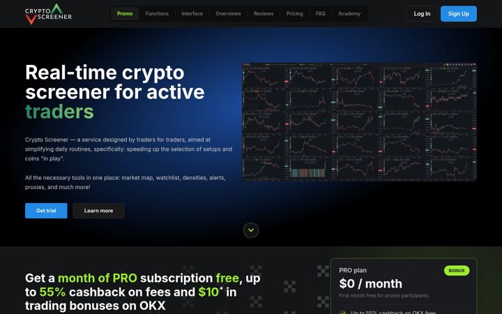 Screenshot of cryptoscreener.app