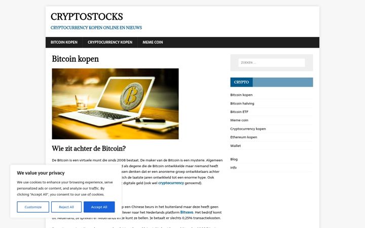 Screenshot of cryptostocks.nl