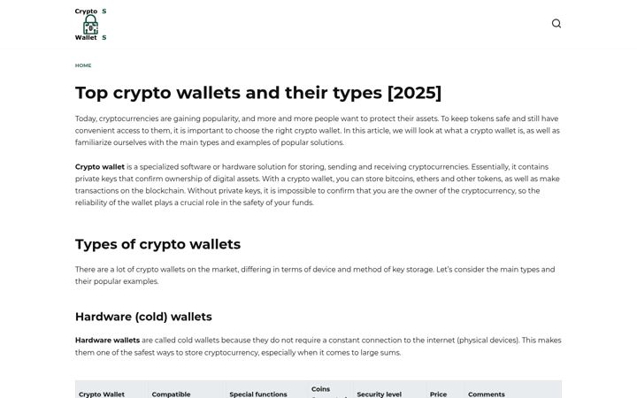 Screenshot of cryptoswallets.com