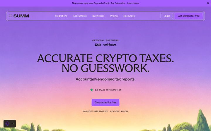 Екранна снимка на cryptotaxcalculator.io