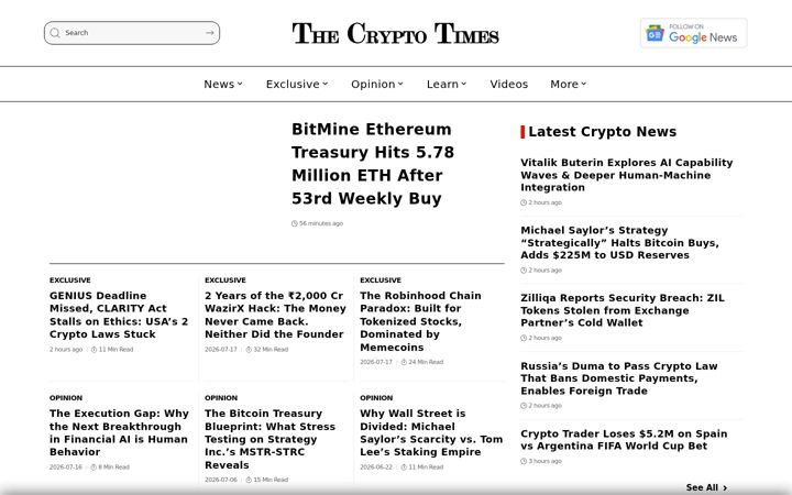 Screenshot of cryptotimes.io