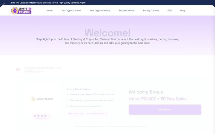Screenshot of cryptotopcasinos.com