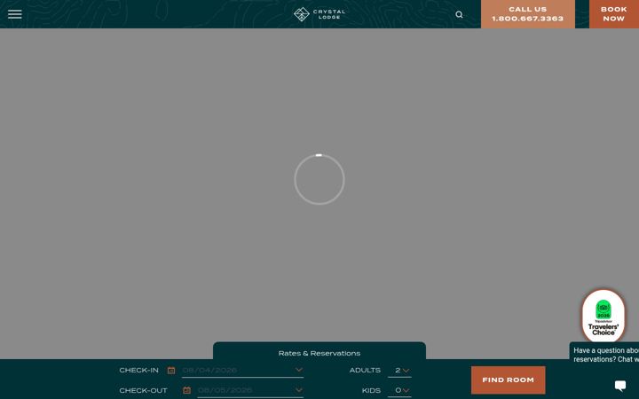 Screenshot of crystal-lodge.com