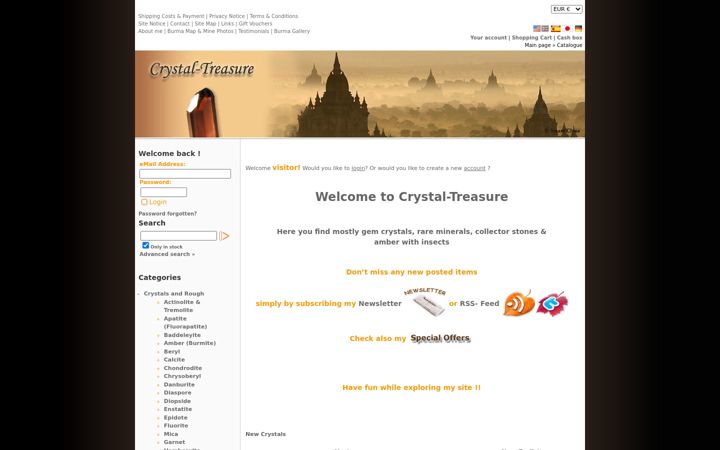 Screenshot of crystal-treasure.com
