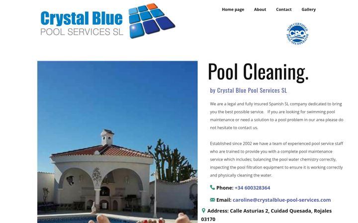 Screenshot of crystalblue-pool-services.com