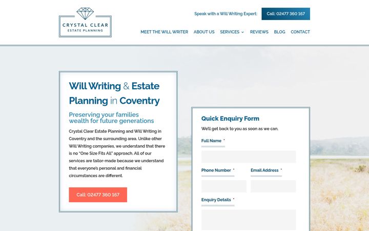 Screenshot of crystalclearestateplanning.co.uk