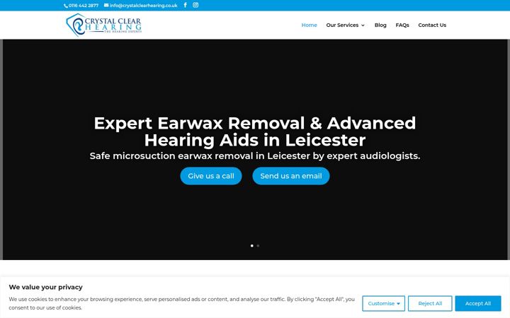 Screenshot of crystalclearhearing.co.uk