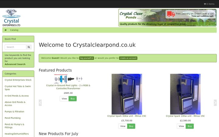 Screenshot of crystalclearpond.co.uk