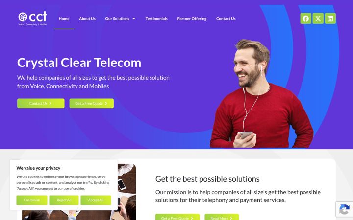 Screenshot of crystalcleartelecom.uk
