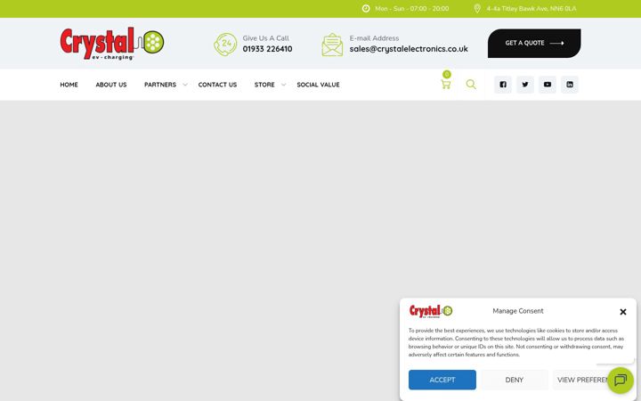Screenshot of crystalevcharging.co.uk