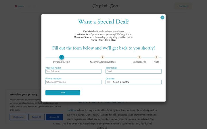 Screenshot of crystalgoa.com