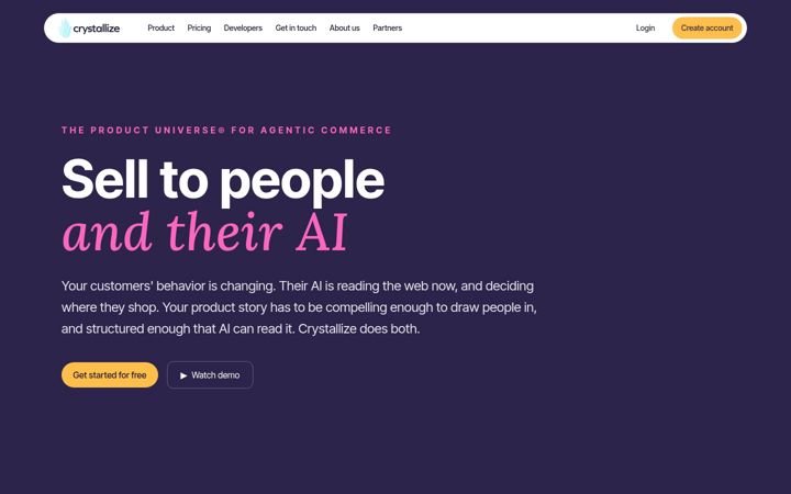 Screenshot of crystallize.com