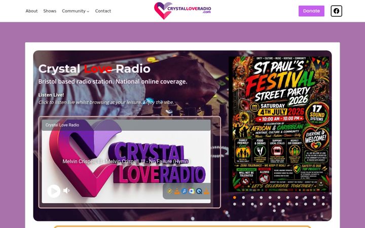 Screenshot of crystalloveradio.com
