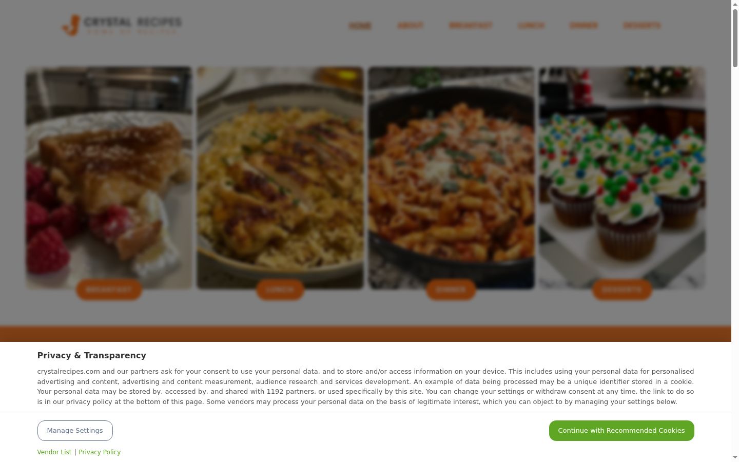 Screenshot del banner di consenso mostrato prima di qualsiasi interazione