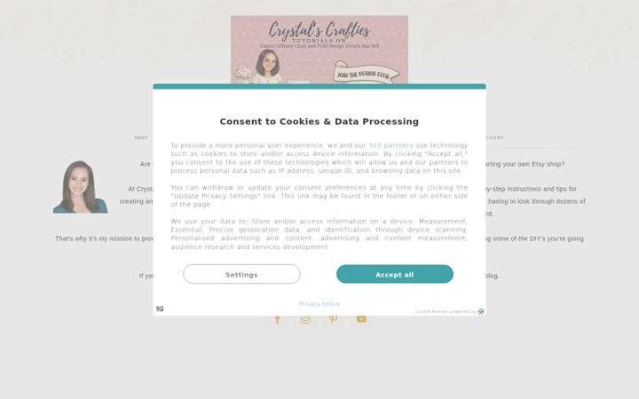 Screenshot of crystalscrafties.com