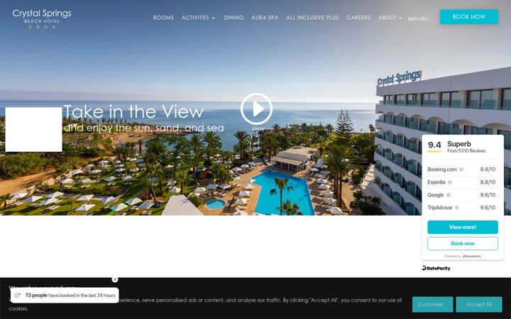 Screenshot of crystalspringsbeachhotel.com