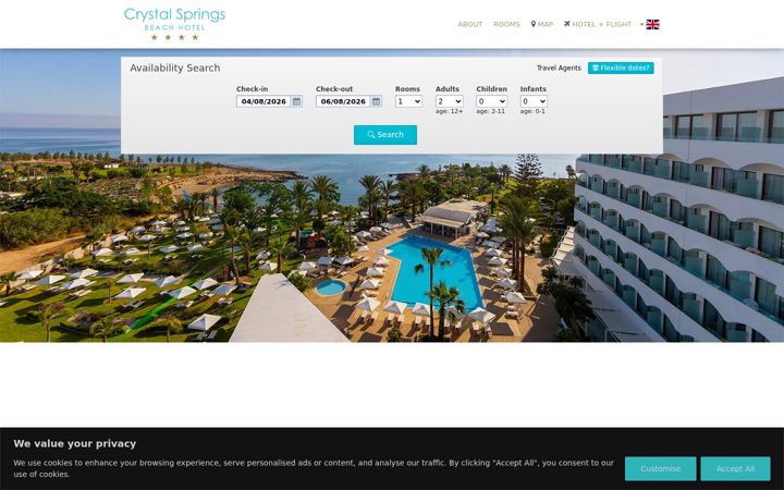 Screenshot of crystalspringsbeachhotel.reserve-online.net