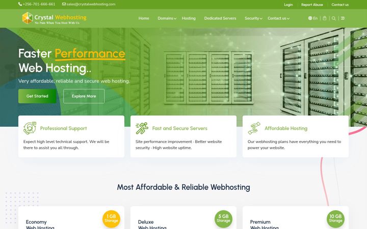 Screenshot of crystalwebhosting.com